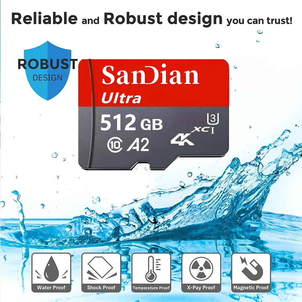 Bold SD Cards 128GB 512GB 32GB Memory Card Micro TF SD Card TF Cards for Body Camera/Phone/Digital Frame/PC Mac/Baby Monitor