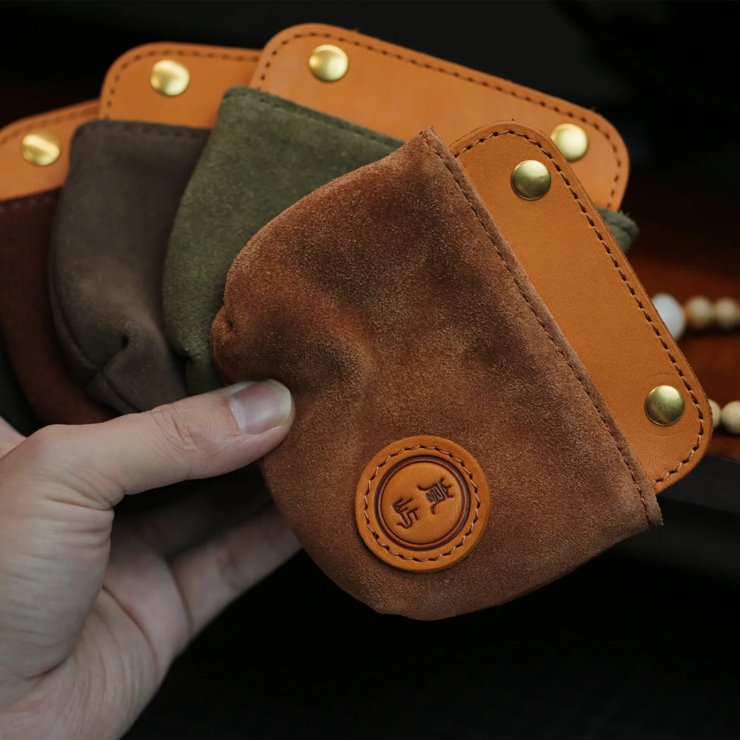 

High-End Handmade Genuine Cowhide Storage Bag for Nuts Walnuts Buddhist Beads Bodhi Seeds Cultural Artifacts Coin Purse