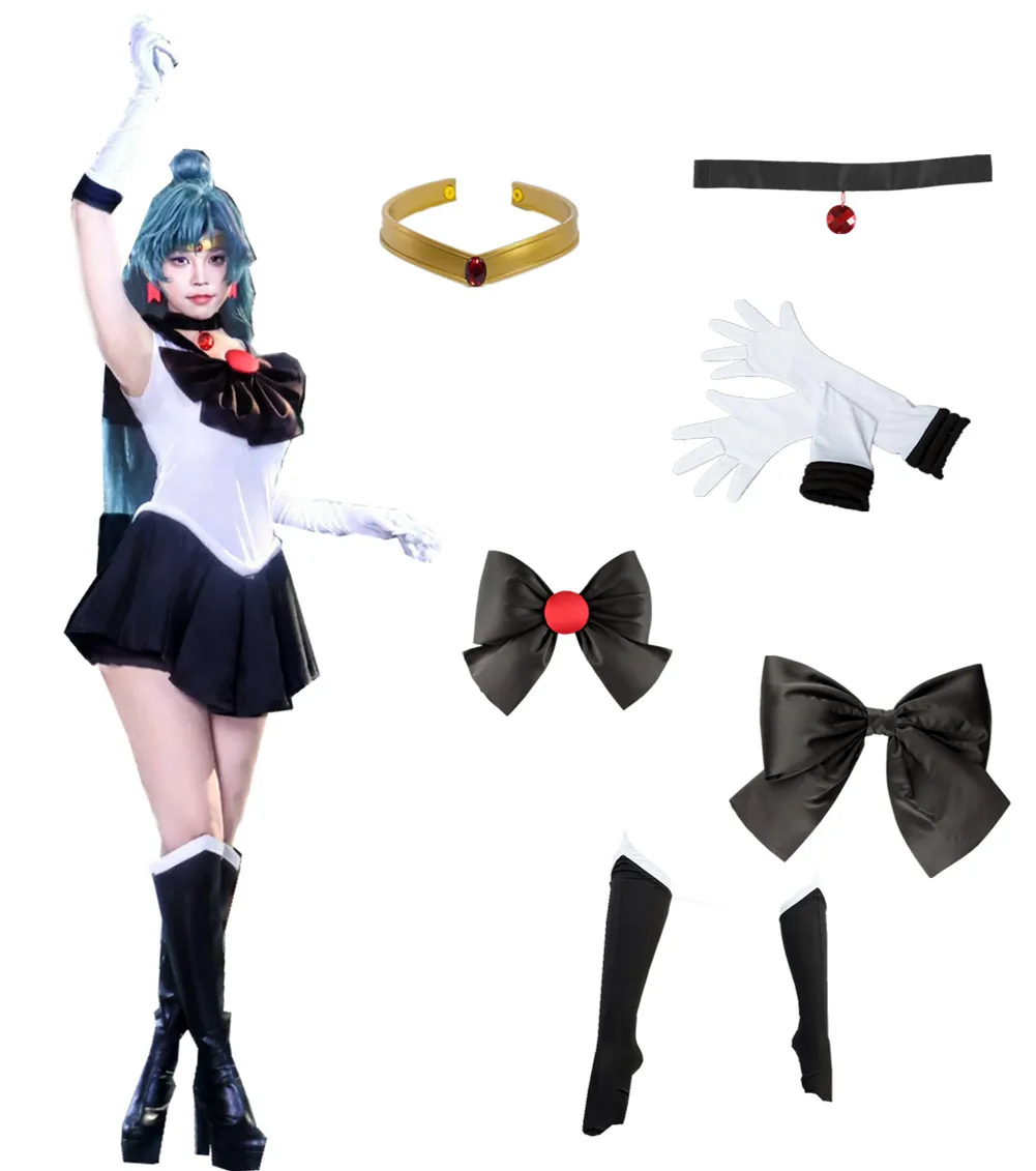 

Us Size Anime Pluto Cosplay Meiou Setsuna Women's Black Skirt Outfit Halloween Costume