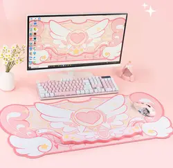 GeekShare Pink Star Wings Computer Gaming Mouse Pad,Anti-slip Waterproof Mats,Big