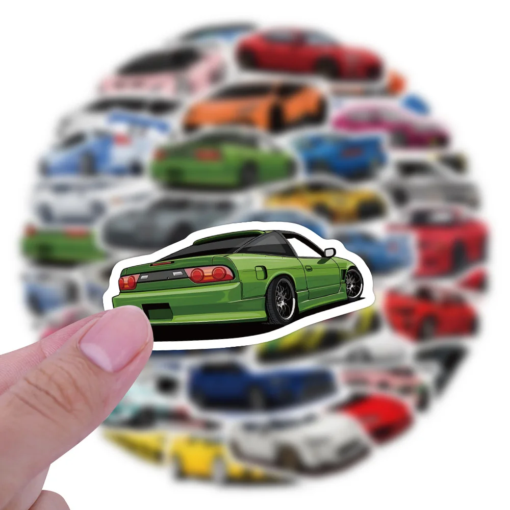 10/30/60PCS Cool Sport Car JDM Cartoon Stickers DIY Motorcycle Travel Luggage Skateboard Graffiti Sticker Fun for Kid Toy Gift