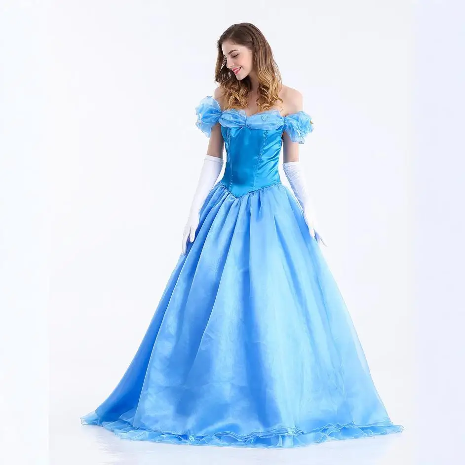 الأزرق الكرة ثوب زي loween الكبار المرأة مرحلة الأداء سندريلا الجنية T عبر الحدود ular السيدات Faion