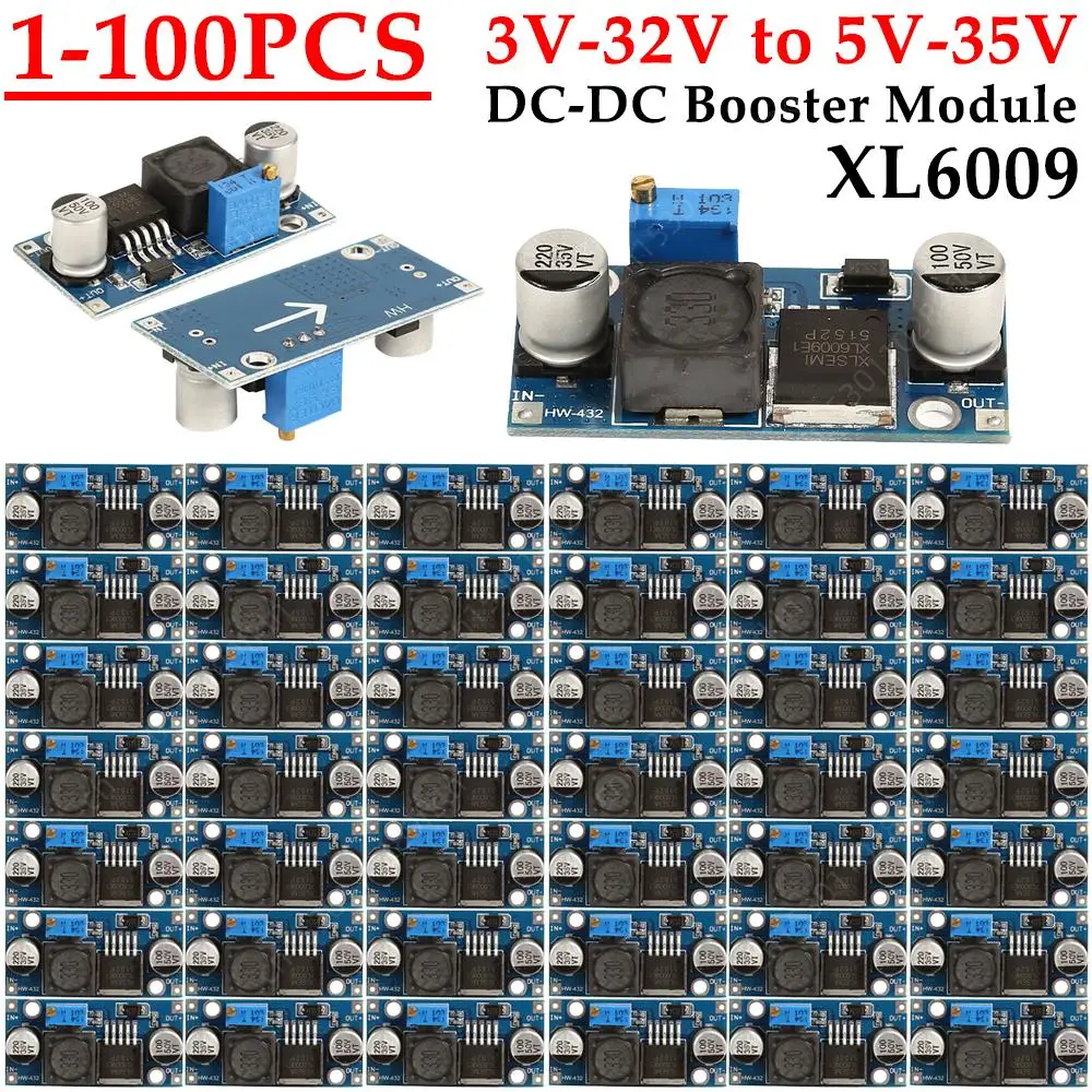 1-100PCS XL6009 Boost Converter DC-DC 15W 5-32V to 5-50V Step Up Adjustable Power Supply Module LM2577 Step-up Module