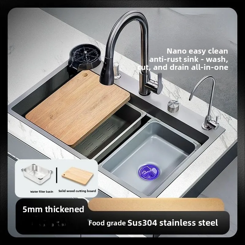 

Утолщенная кухонная мойка sus304, нержавеющая сталь, 5 мм, большая одинарная раковина для овощей, овощные мойки