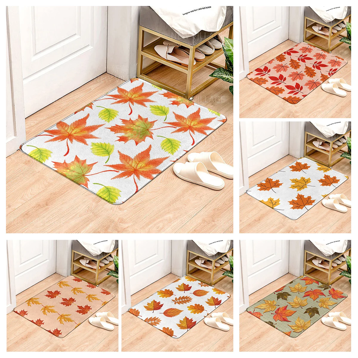 House entrance carpet Home door mat Living Room Bath Foot bathroom non-slip water absorption rugs bath green plant leaf decor