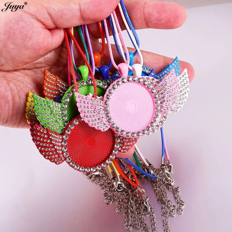 Neue Leere Flügel-Halskettenbasis, 30mm Cabochon-Anhängerbefestigungen mit 50cm Seilkette für DIY Pop-Schmuckzubehör – Detail 3