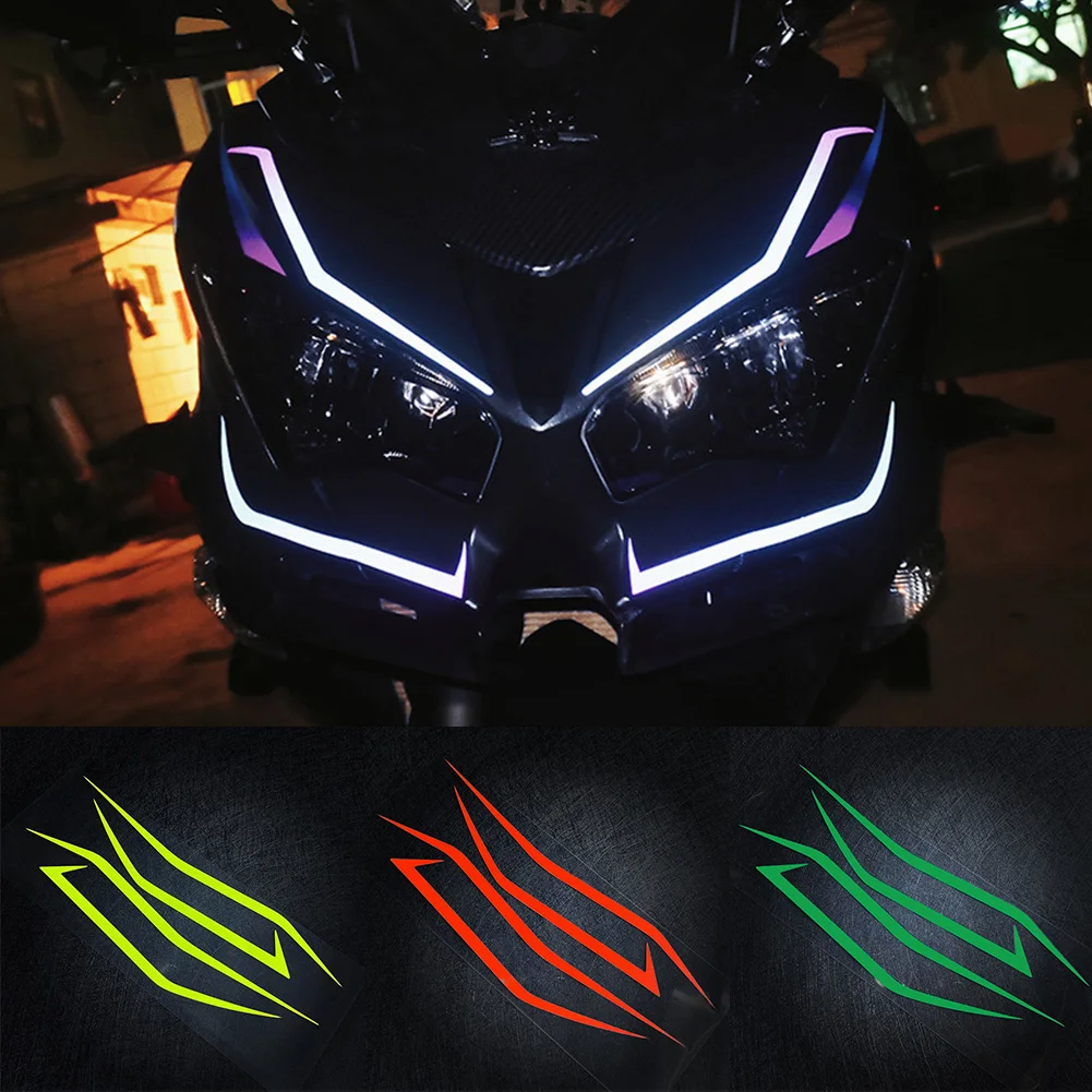 4Pcs Motorcycle Fairing Reflective Sticker Front Head Strip For Kawasaki Ninja NINJA400 H2 H2SX Style Pull Flower Stickers