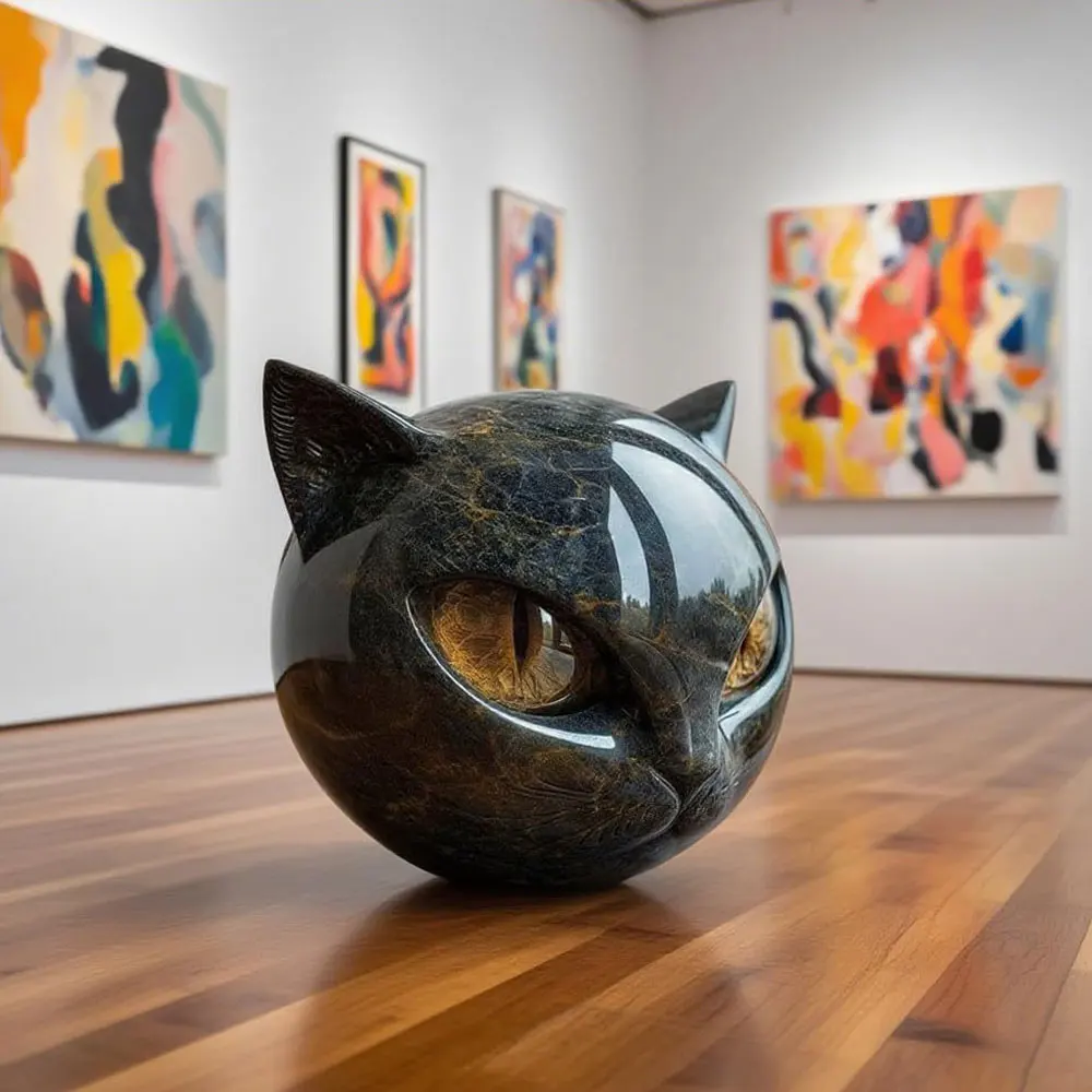 ديكور فاخر القطط السوداء حجر النحت أنيقة مكتب منزلي ديكور مكتب هدية جاهزة قطعة فنية لمحبي القطط النساء الرجال الهدايا #5