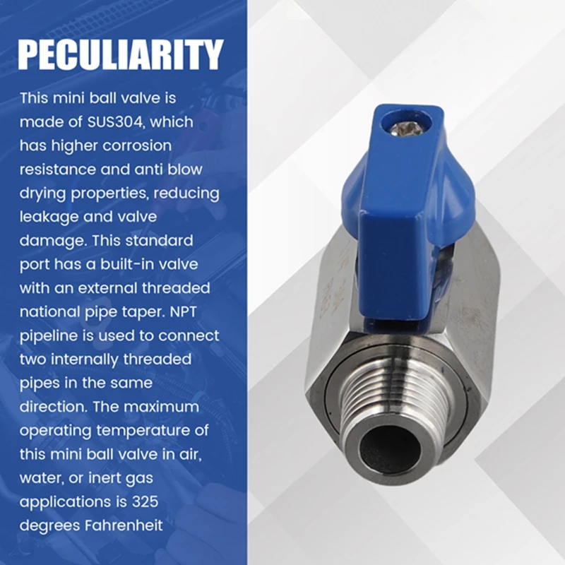 Stainless Steel Ball Valve - 1/4 Inch NPT Thread Male Small Mini Ball Valve (1/4Inch Male&Male)
