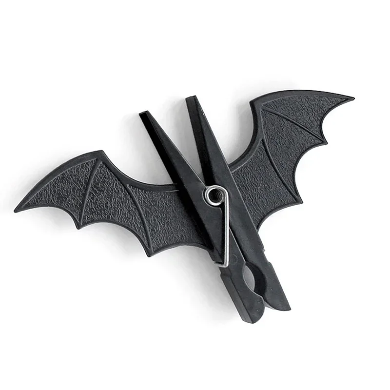 2pcs Creative Fun Bat Clothespin Suck Windproof Clothespin Cartoon Shape Drying Clothes Non-slip Clip Halloween Christmas Gifts