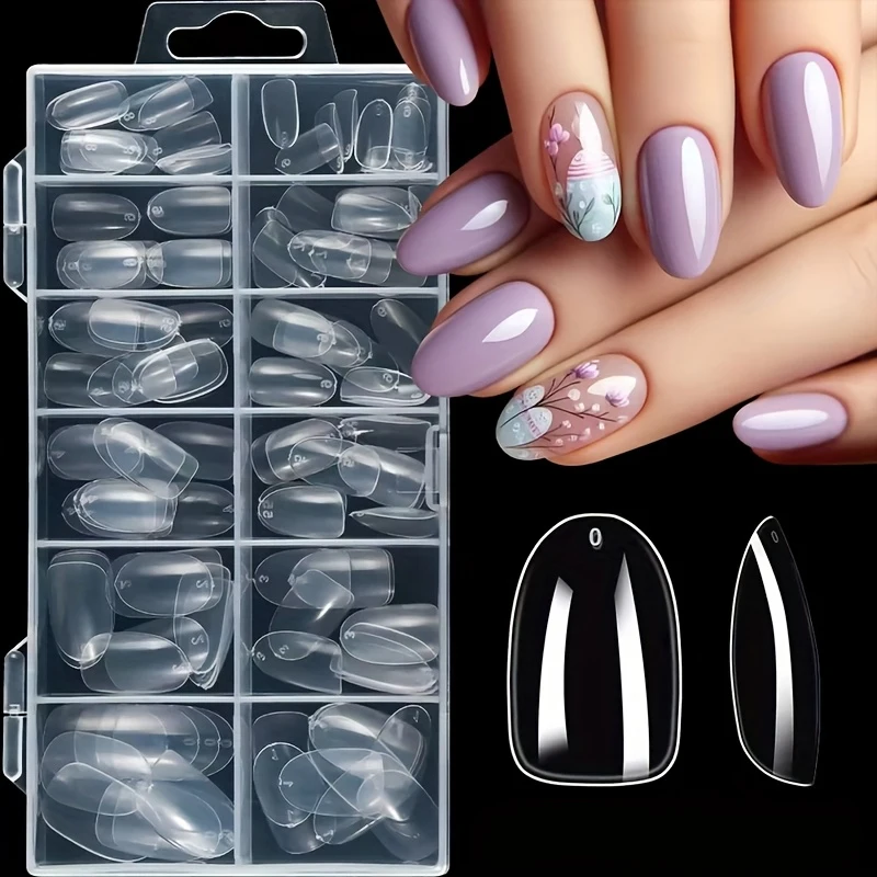 240 Transparent Nail Stickers, Including Coffin-Shaped, Almond-Shaped, Pointed, Oval, Square, and Other Shapes, 12 Different Sizes of Full Coverage Acrylic Press-On Nails, Suitable for Home DIY Nail Art and Nail Salons, or as a Gift, Are a Must-Have for Women's Nail Care and Christmas Nail Art.