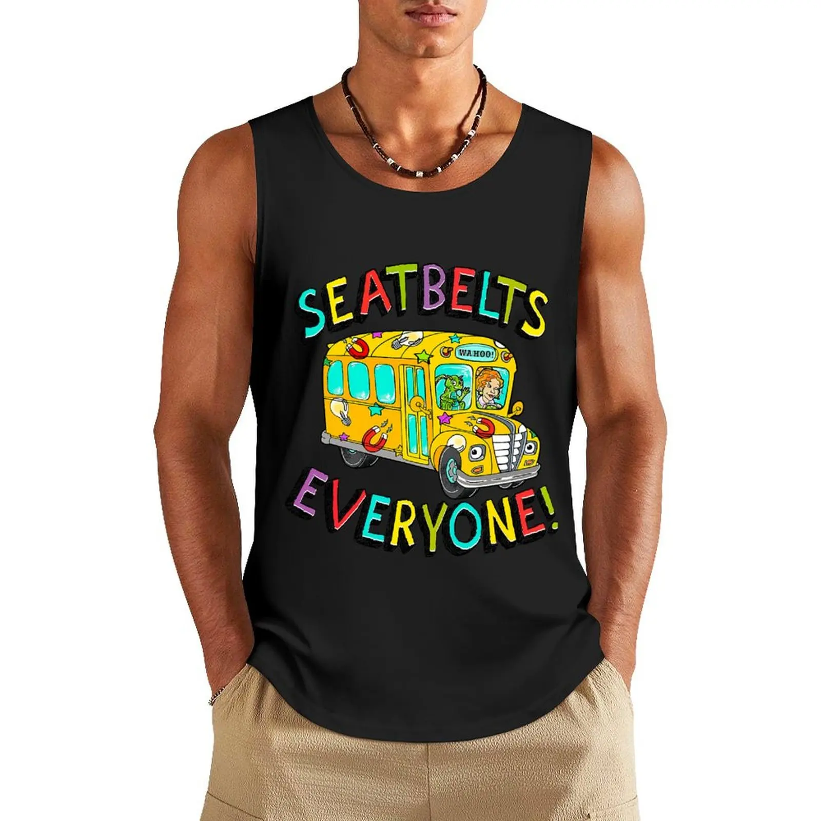 Seatbelts Everyone Magic School Bus Driver Job Pride Tank Top Men's gym clothing Vest for boy Sports clothing