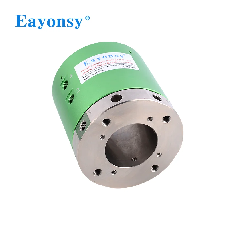 

4 channel rotary joint middle through hole 60mm OD118,G1/8" thread connection, air pressure 1MPa,360 degrees rotating slip ring