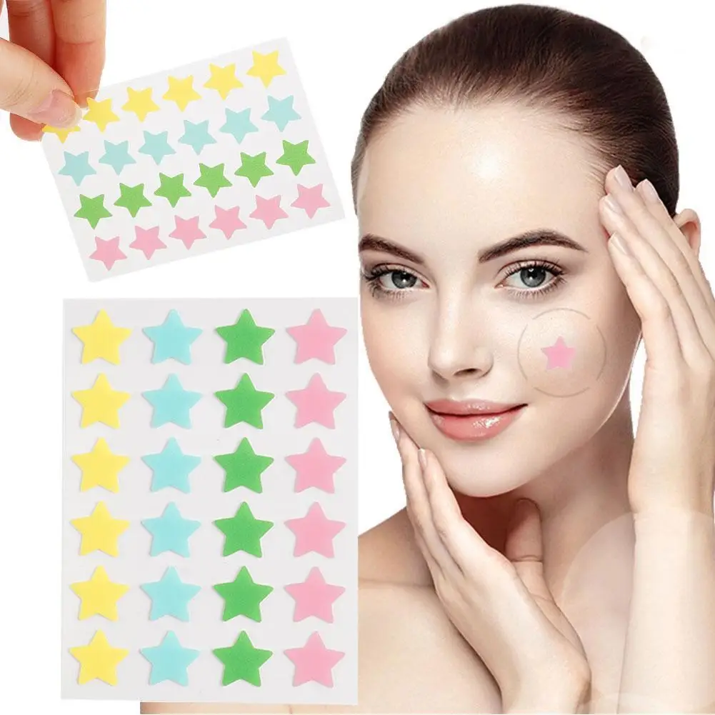 

24pcs 4 Colors Star Acne Pimple Patch Sticker Waterproof Treatment Pimple Spot Facial Mask Skin Care Hidden Pimple Remover Tool