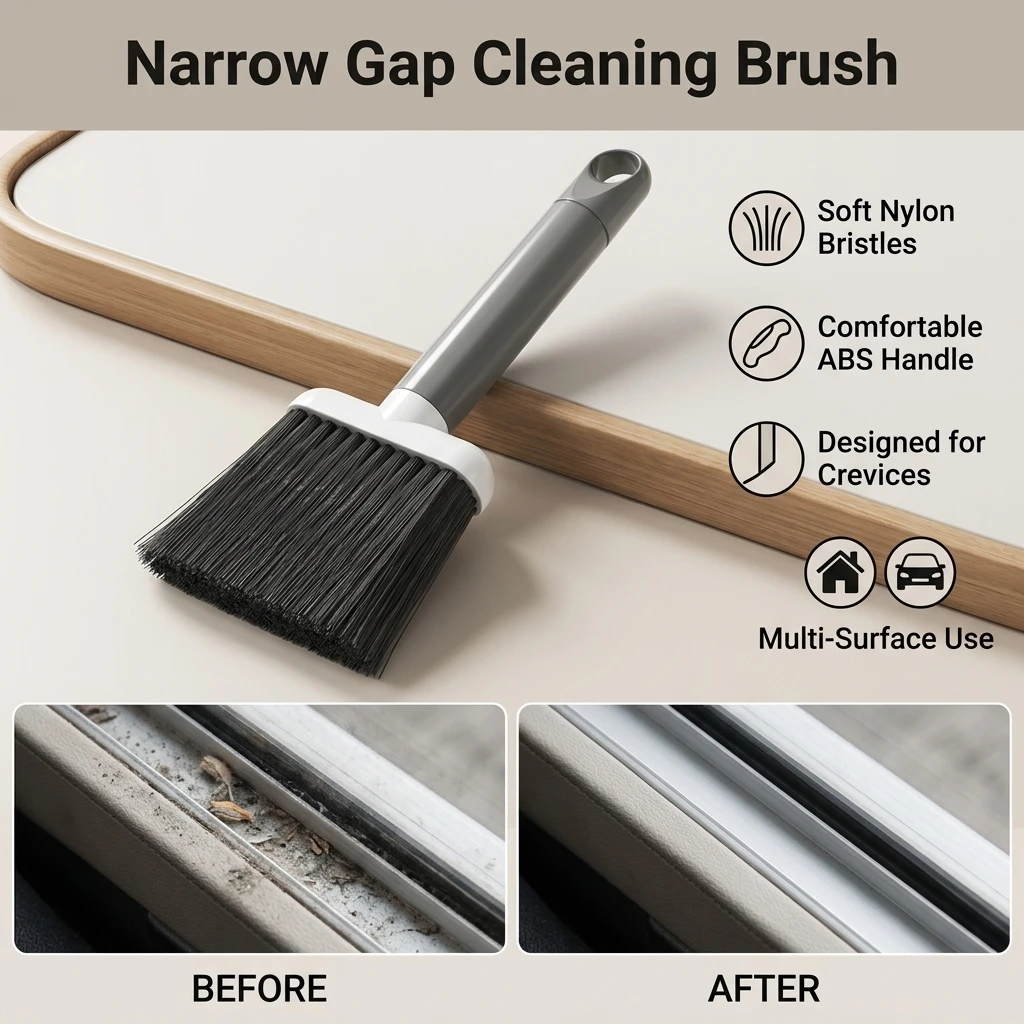 Soft Nylon Gap Cleaning Brush with Ergonomic ABS Handle for Car Windows Home Dust Removal Narrow Spaces Cleaning Tools