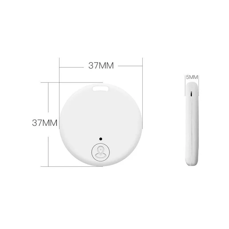 Minirastreador GPS con Bluetooth 5,0, dispositivo antipérdida redondo, localizador inteligente de seguimiento de cartera para mascotas y niños