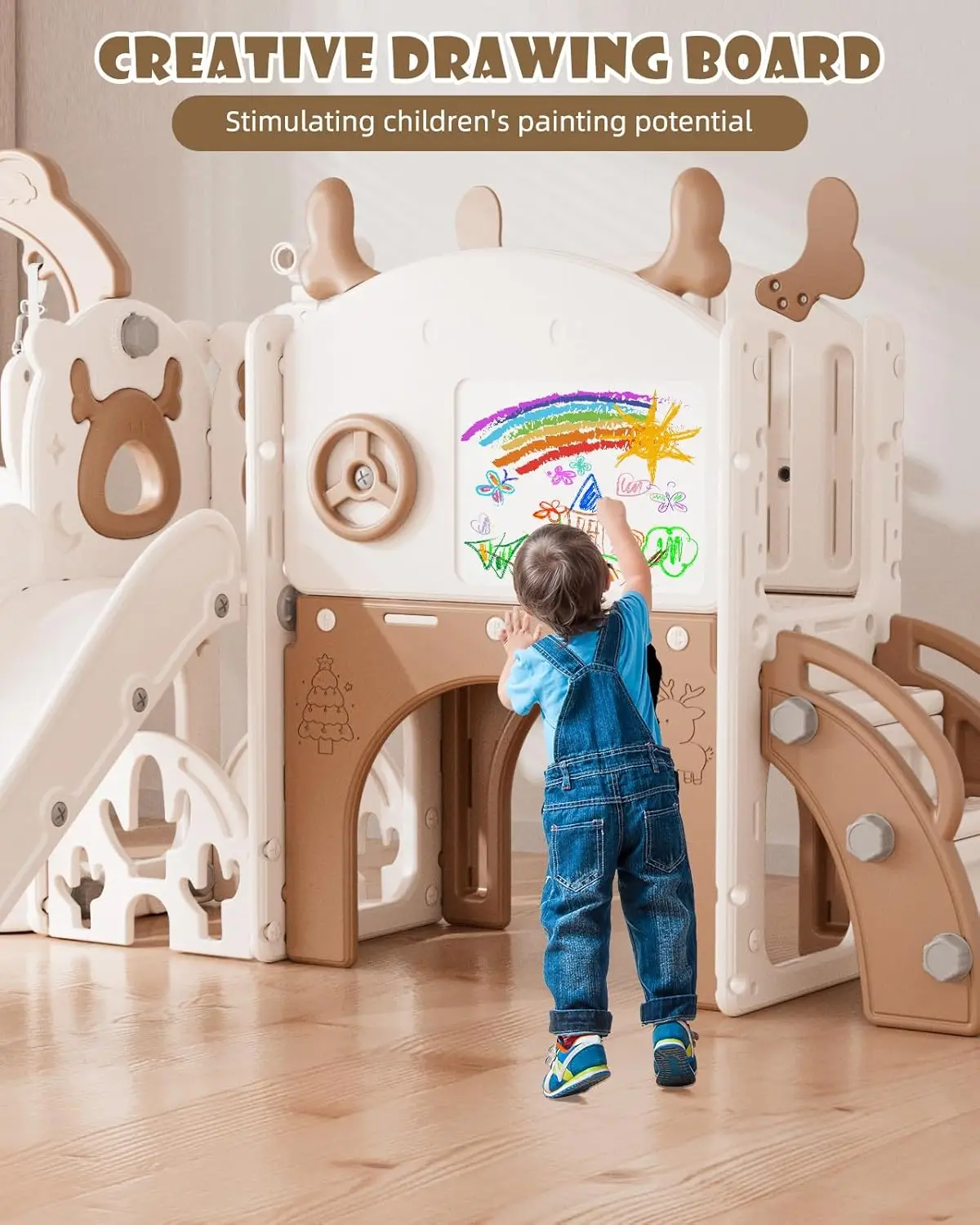 13-in-1 Toddler Slide and Swing Set, Kids Slide for Toddlers Age 1+, Toddler Outdoor Playset New Upgrade with Golf Set, Basketba