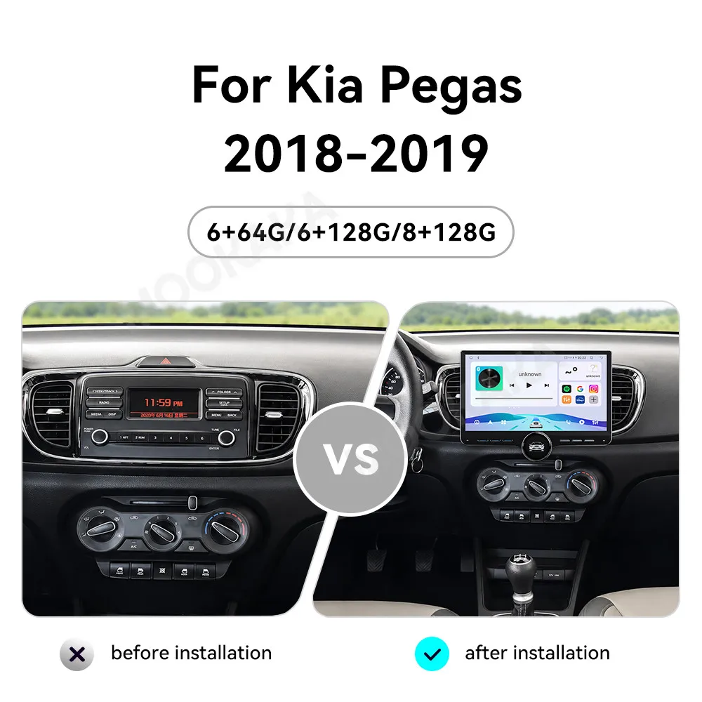 For Kia Pegas 2018-2019 Android Car Radio Multimedia Video Player Wireless Carplay Autoradio Stereo GPS Navigation Head Unit