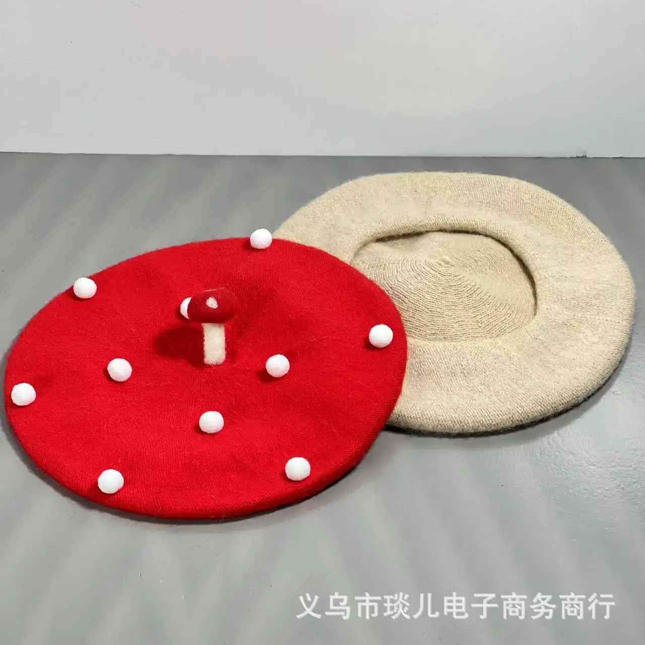 الوالدين والطفل لطيف الفطر منقط فتاة الرسام اليقطين قبعة النمط الفني الصوف متماسكة قبعة صغيرة الطازجة برعم قبعة فاخرة 4m816