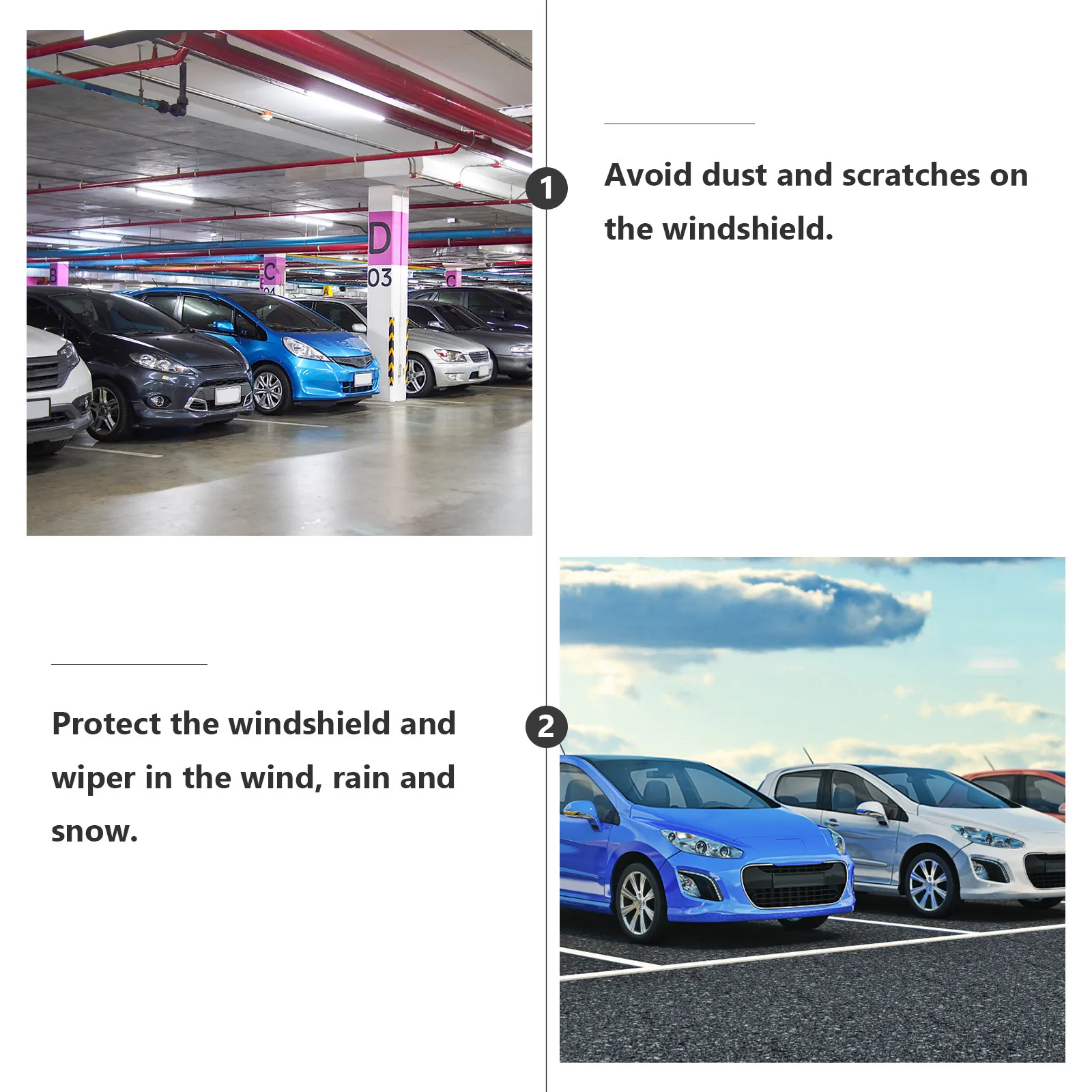 Premium Polyester Car Windshield Snow Cover Extended Design for Wiper Protection Ice Proof Snow Proof Windscreen Cover Front