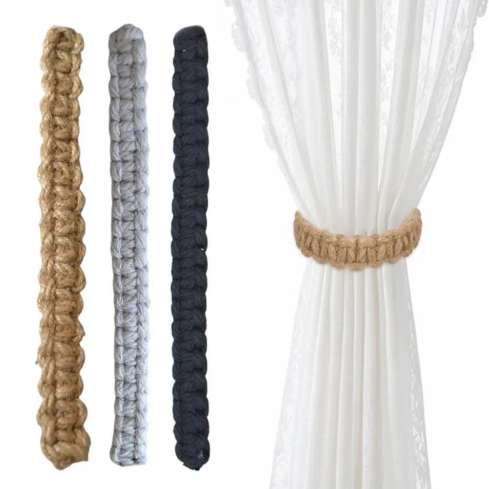 No Drill Curtain Holder Braided Rope Curtain Tieback Rustic Farmhouse Drapery Holder Minimalist Home Decor Accessory for Bedroom