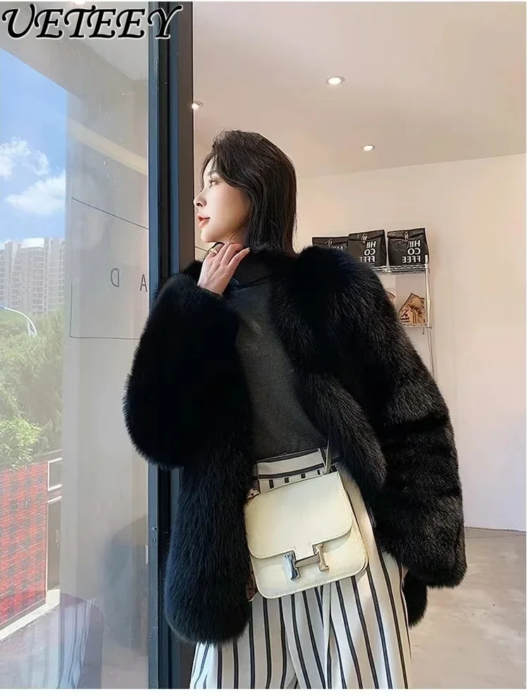 2023 Winter New Environmental Protection Imported Imitation Fox Fur Coat Elegant Loose Thick Mid-Length Fur Coat for Women