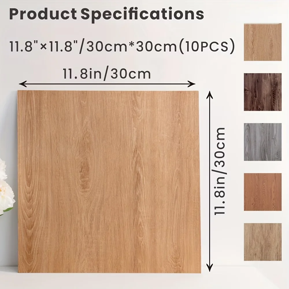 10pcs 30x30cm Wear-resistant Self-adhesive Wood Grain Floor Sticker Waterproof Non-Slip SXP Self Adhesive Floor Sticker