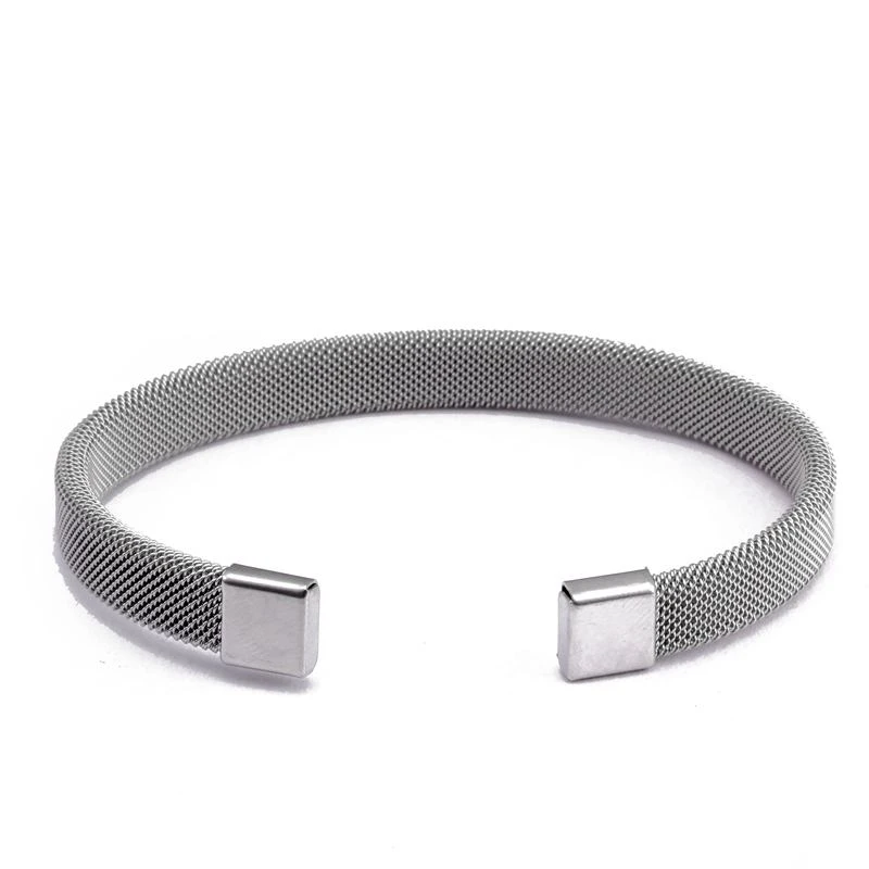 New Fashion Mesh Stainless Steel Open Cuff Bangles For Man Women Jewelry Trendy Gold Plated Sporty Bracelets Pulsera