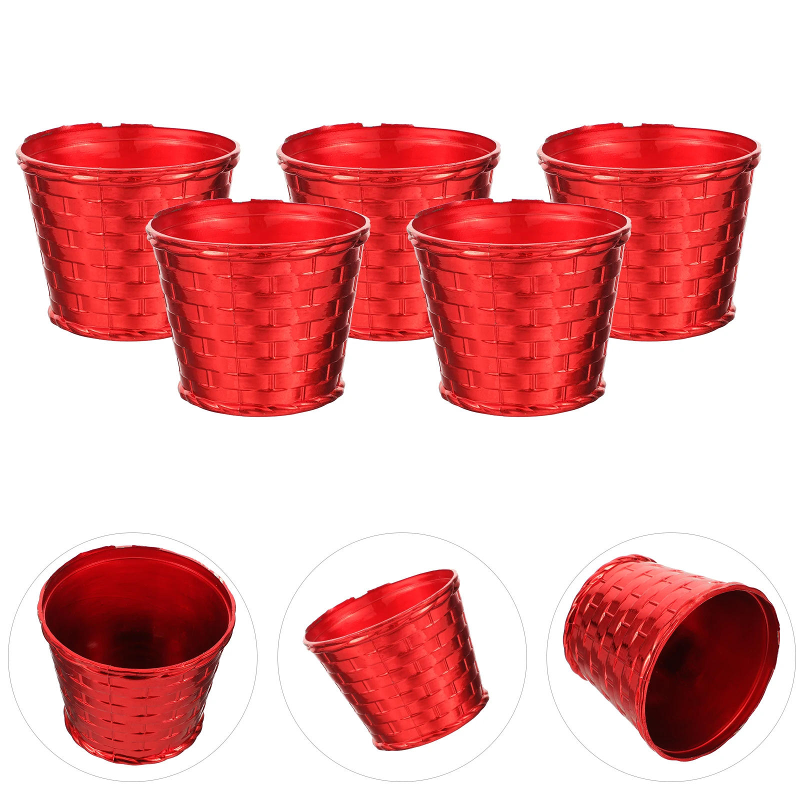 

10pcs Christmas Tree Pot Red 8cm Diameter Xmas St Base Decorative Accessories Plastic Flower Pot Holiday Supplies