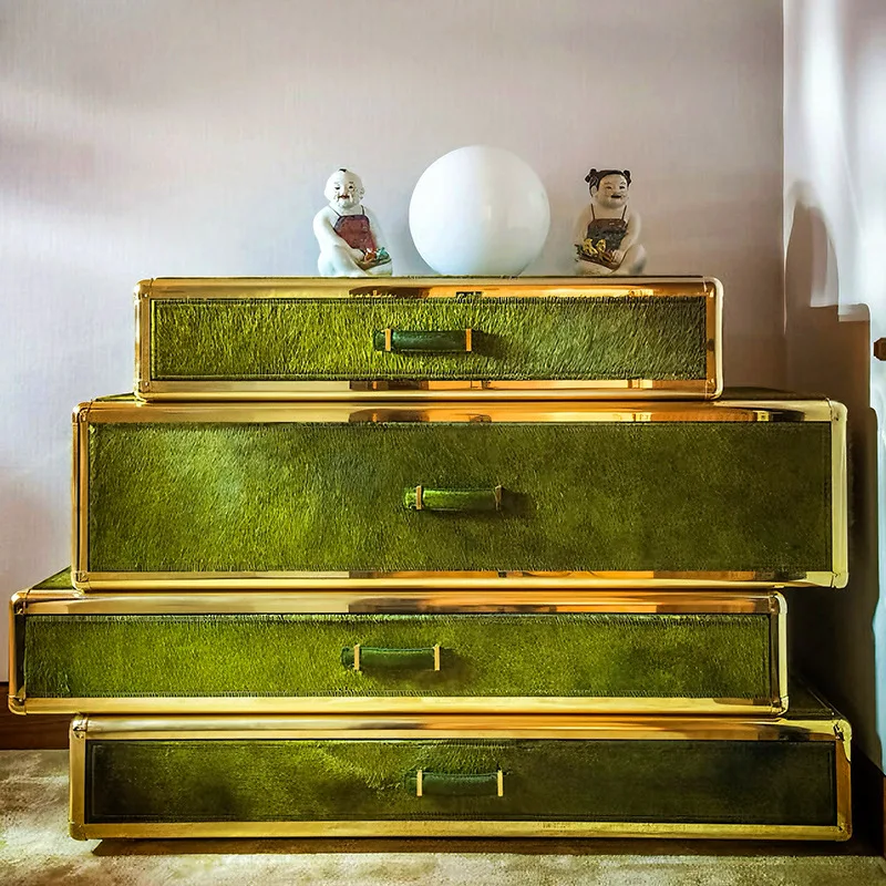 Mueble aparador de lujo ligero italiano Roberto Cavalli, armario de cuatro cajones, mueble auxiliar de diseño para villa, armario para crines de caballo