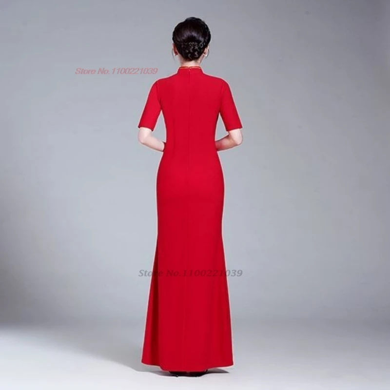 فستان شيونغسام صيني محسّن لعام 2025 مطرز بالزهور الوطنية فستان سهرة للولائم الرجعية فستان تشيباو فيستدو