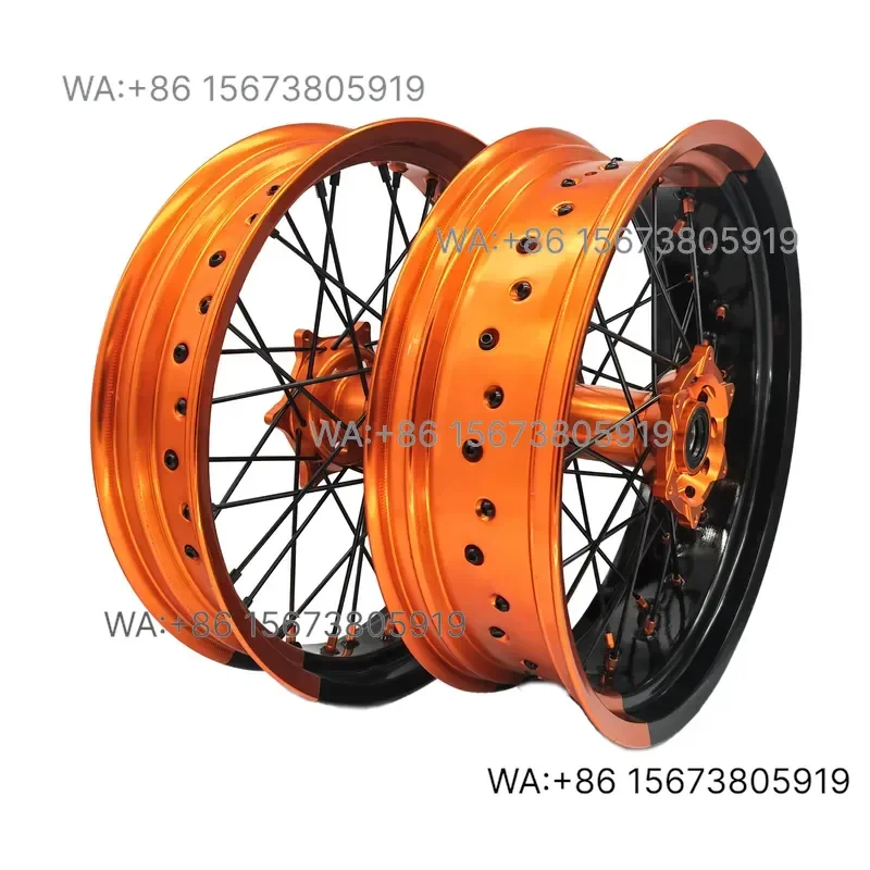 For  Wmwmnu New Anodized Bi Color Black and Red Rim Motorcycle Wheels Set  Super Motard Supermoto Cheap Product