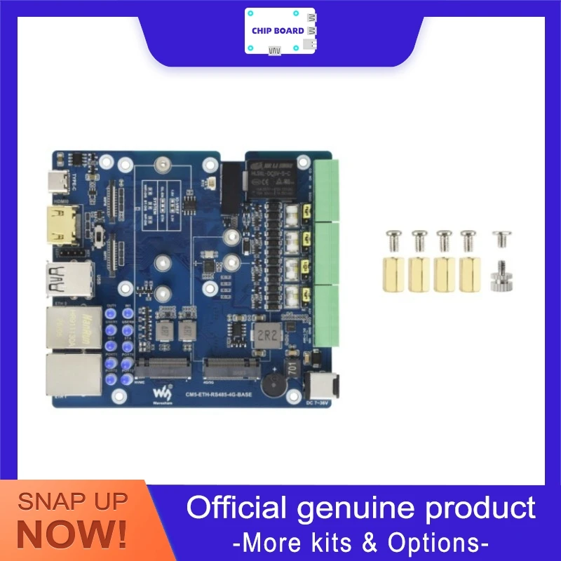 Waveshare CM5 Multi-Function Board, Dual Gigabit/2.5G Ethernet, RS485, 4G/5G, 4K Output, Raspberry Pi CM5 Carrier