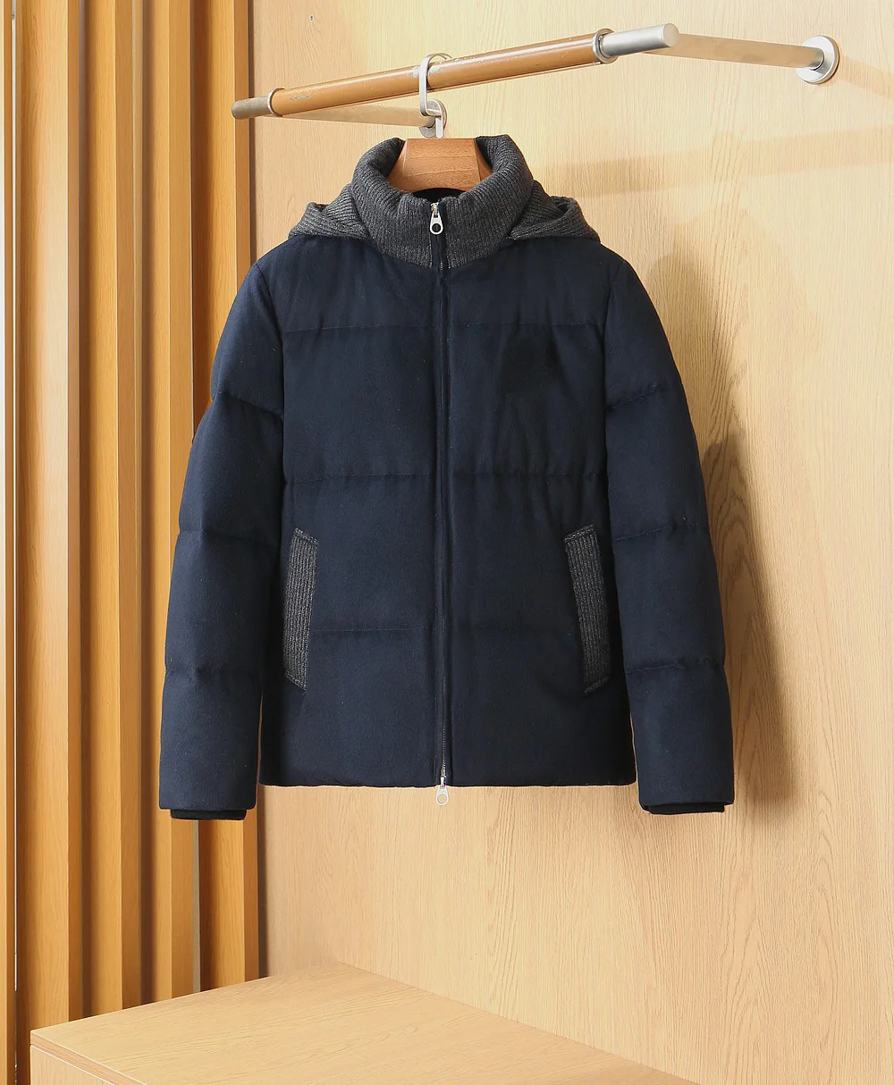 SIJITONGDA 2026 men's autumn and winter wool hooded down jacket, warm, snow proof, and cold proof down jacket, jacket, and outer