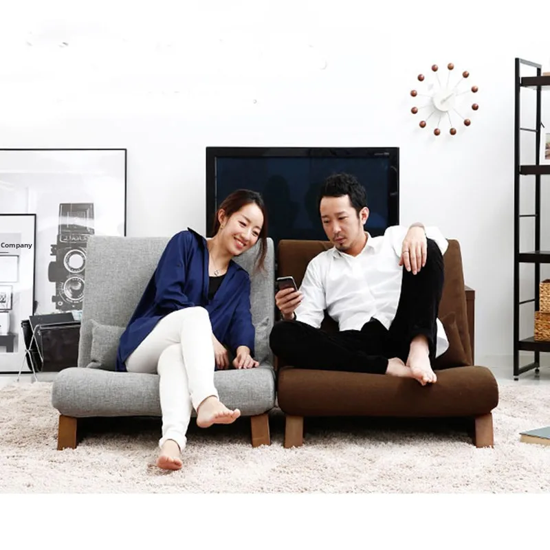 #Lazy Mini Sofa Single-seat Backrest Foldable Balconies Bedrooms Low-profile Minimalist Modern Cotton Cover Removable Washable