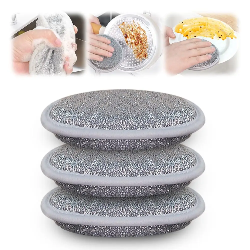 3/5/10Pcs Wire Dishwashing Rags for Wet and Dry Double-Layered Non-Scratch Wire Cleaning Sponge for Kitchen Sinks Pots Pans