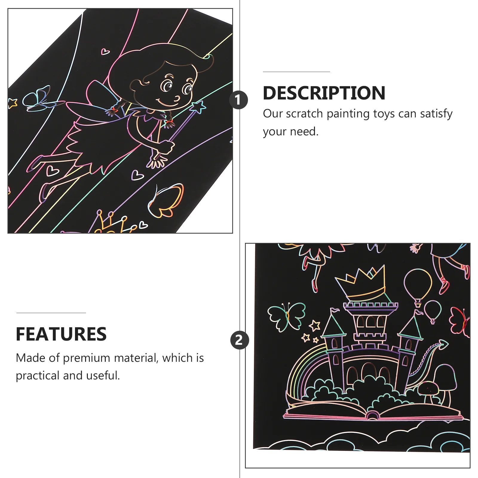 1Set Scratch Painting Paper DIY Graffiti Tool Creative Drawing Activity for Adults Scratch Off Cards Hand Painted