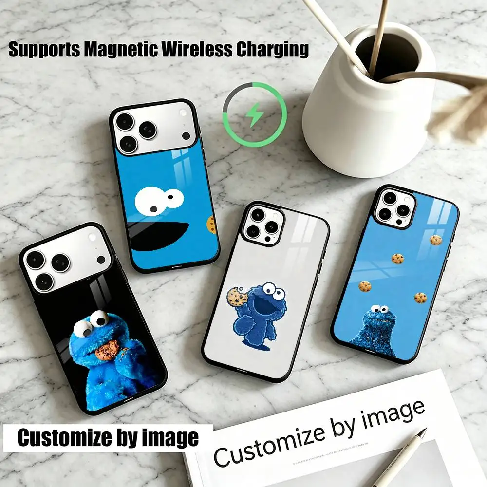 Cute Cookie M-Monsters  Phone Case For iPhone18,17,16,15,14,13Plus,Pro Supports Magnetic Wireless Charging