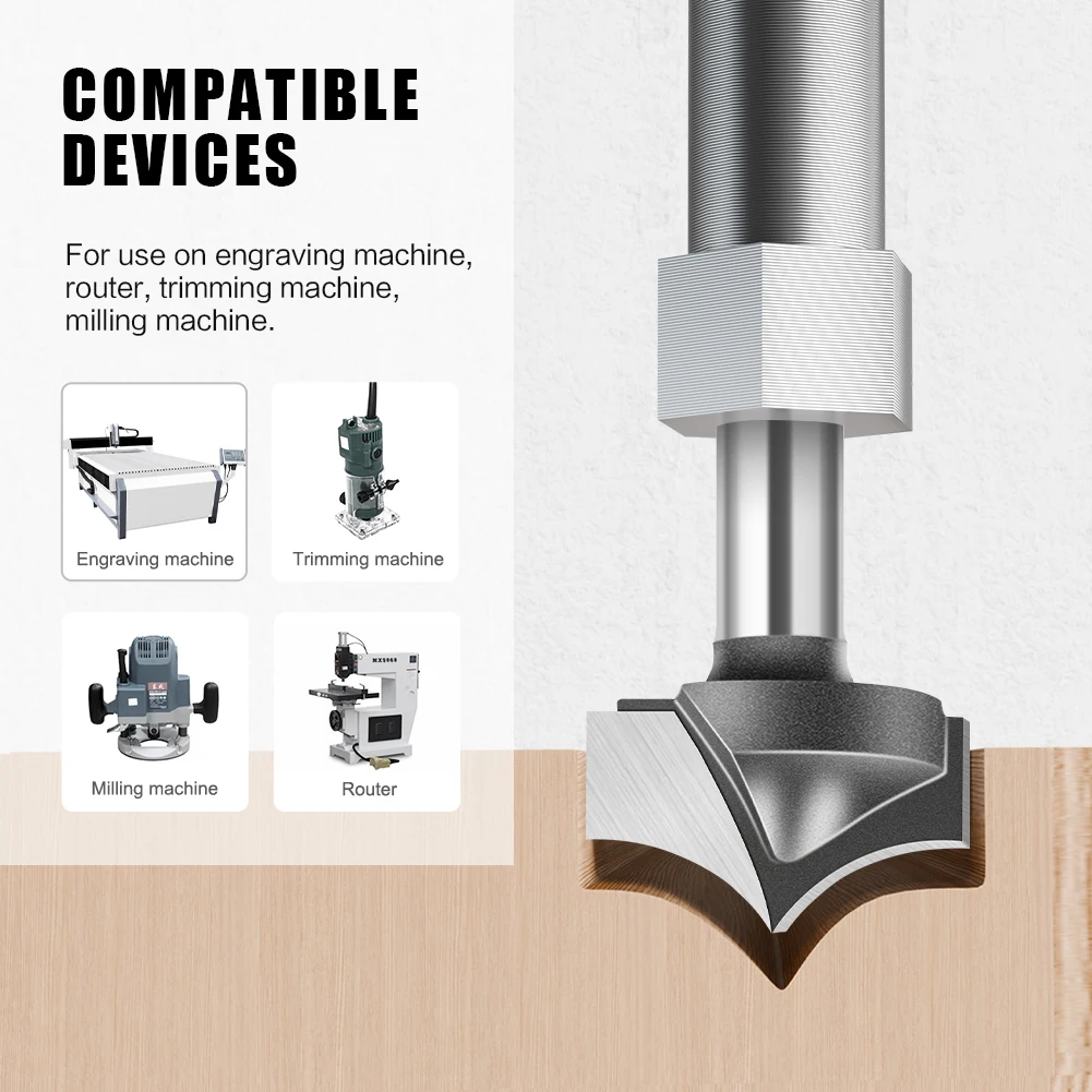 1pc 6mm 12mm Shank Woodworking Tip Carving Router Bit Trimming Machine Line Router Bit Rounding Router Bit Milling Cutter