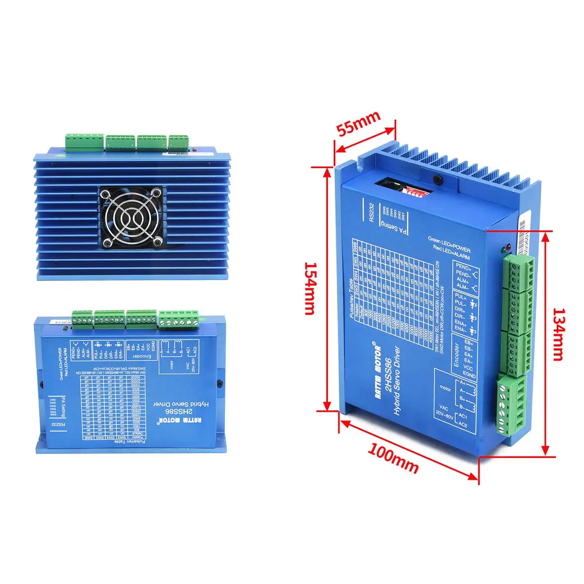 

RATTM MOTOR CNC 2HSS86 Hybrid Servo driver For 4.5N.m / 8N.m /12N.m Nema34 Closed Loop Servo Motors