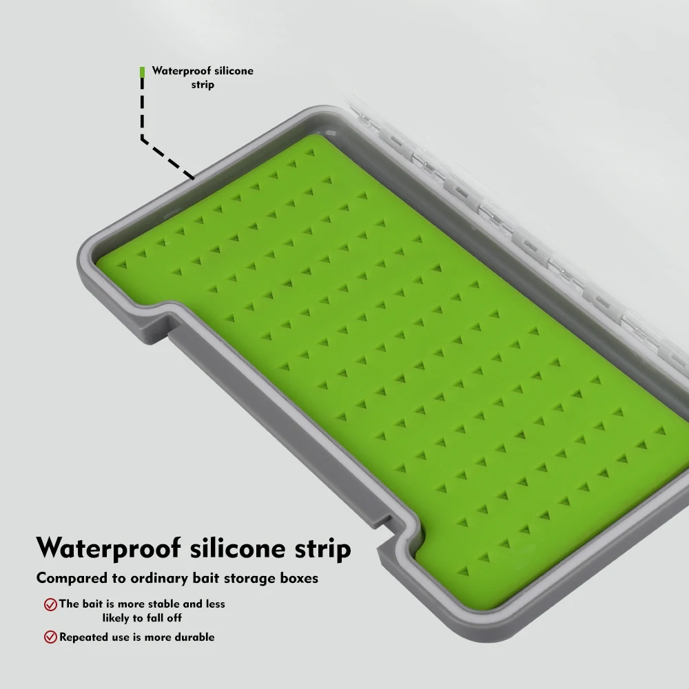 Proberos 100% Wasserdichte Rostschutz-Fliegenbox 1 Stück Silikonpolster Schaumstoff Transparente Angelbox Angel-Aufbewahrungsboxen – Detail 7