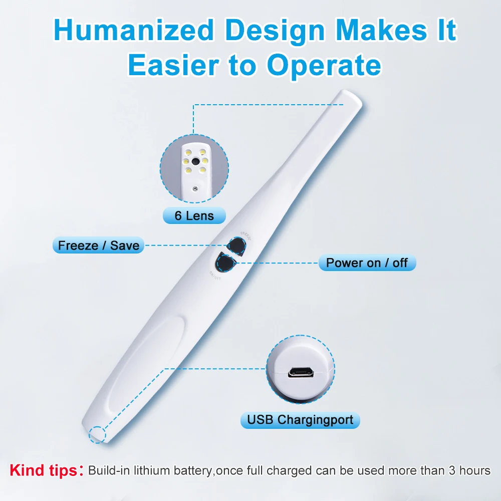 13 Megapixel Dental Intraoralkamera Wifi Wireless Intra Oral Tooth HD 1080P 6 Objektiv Autofokus Endoskop für Android I0S Windows