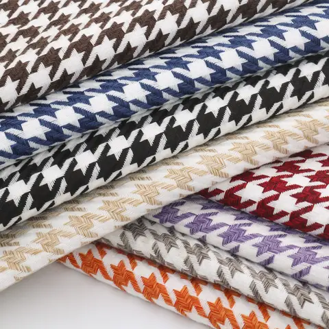 High-grade Thicken Houndstooth Fabric Coarse Hemp Yarn-dyed Plaid Sofa Cushion Pillow Cotton and Linen DIY Home Sewing Fabric