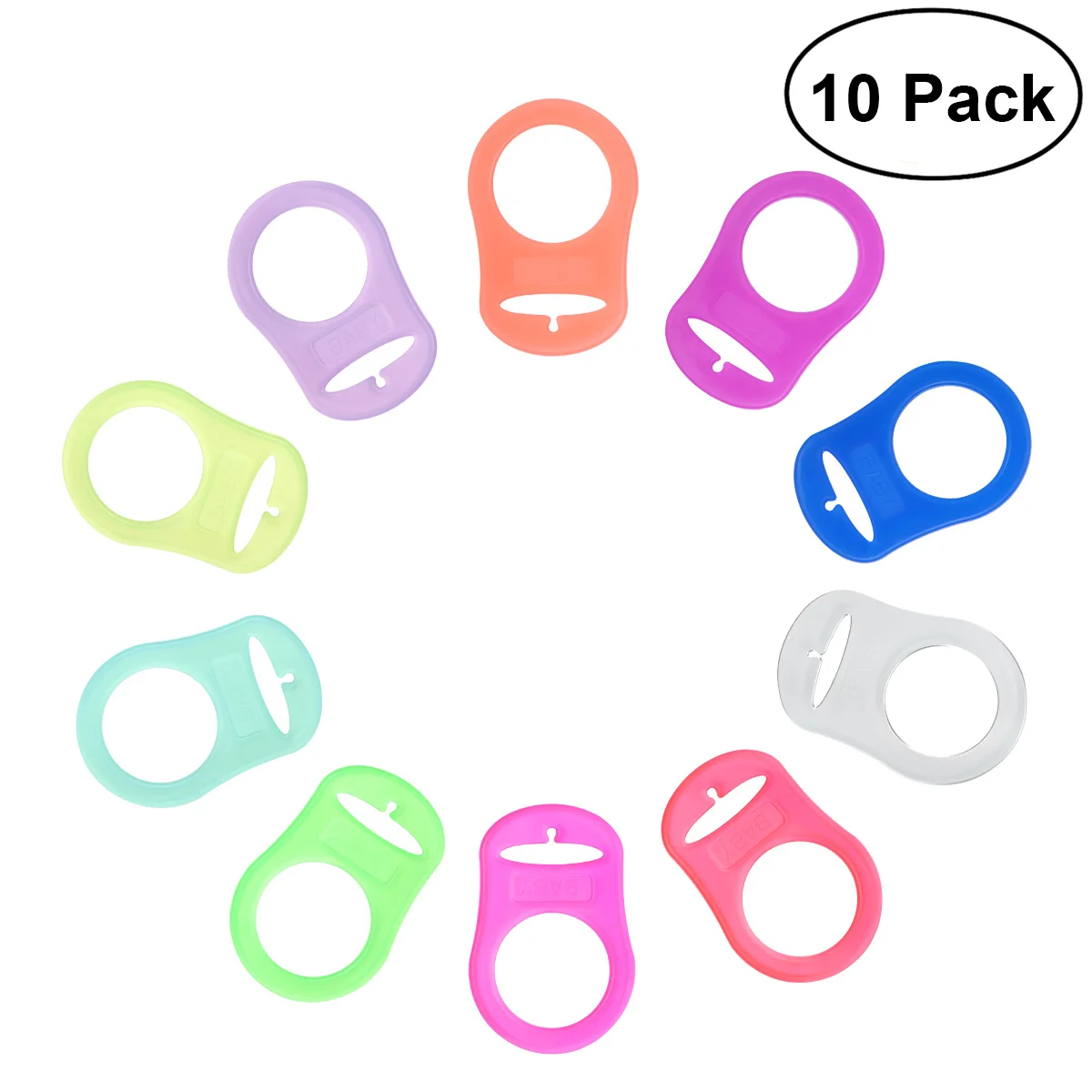 

10Pcs Baby Pacifier Clip Holders 10 Different Colors Durable Food Grade Silicone Easy Use Attach Button