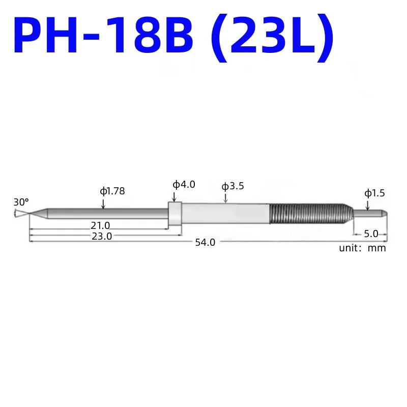 10/50PCS PH-18B 23L Length 54mm PCB Spring Test Probe lCT Test Pin For PCB Test B Head Straight Sharp Tip Head Dia 1.78mm
