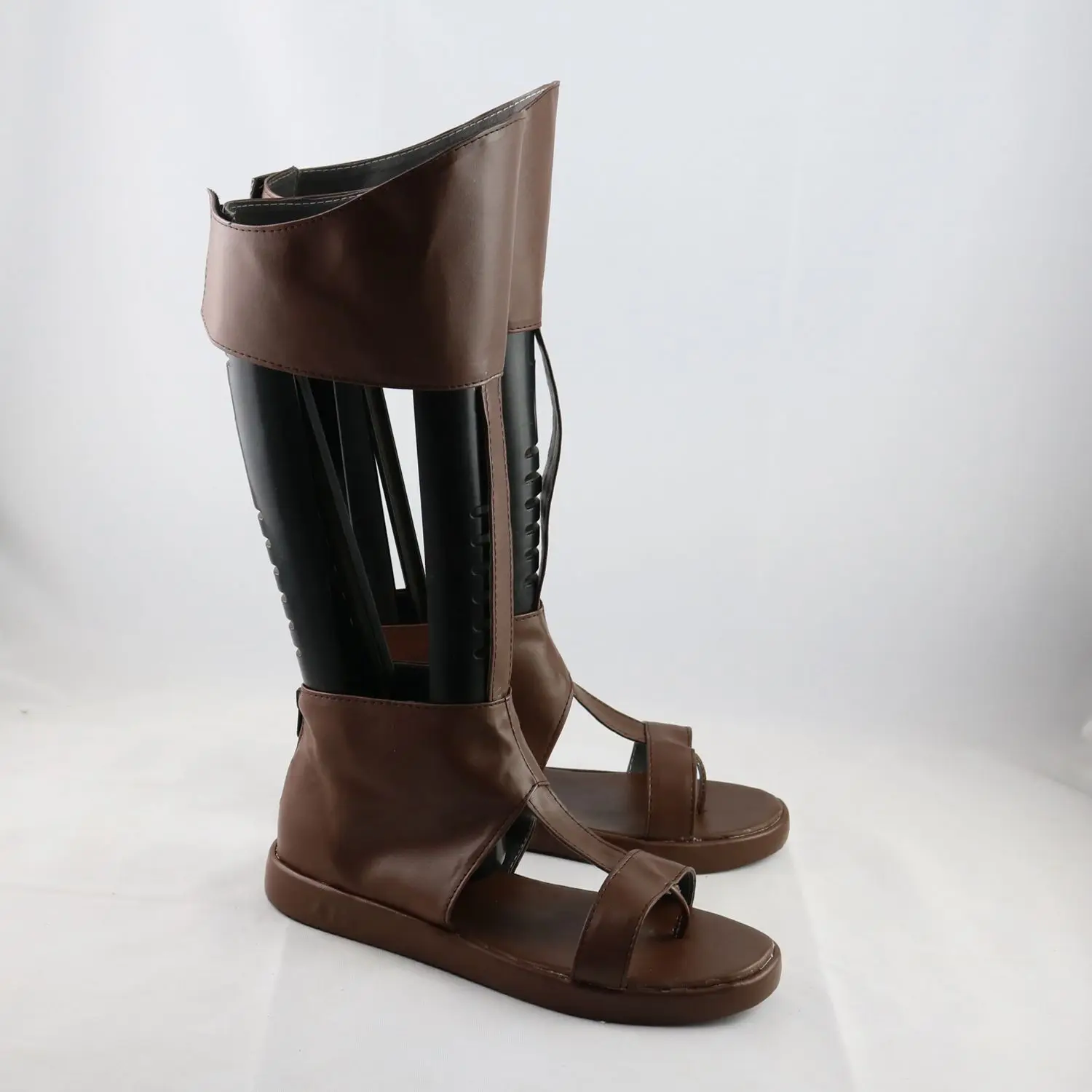 Hercules – chaussures de Cosplay marron, bottes mi-mollet, mascarade d'halloween, carnaval, accessoires de Costume de fête pour hommes adultes