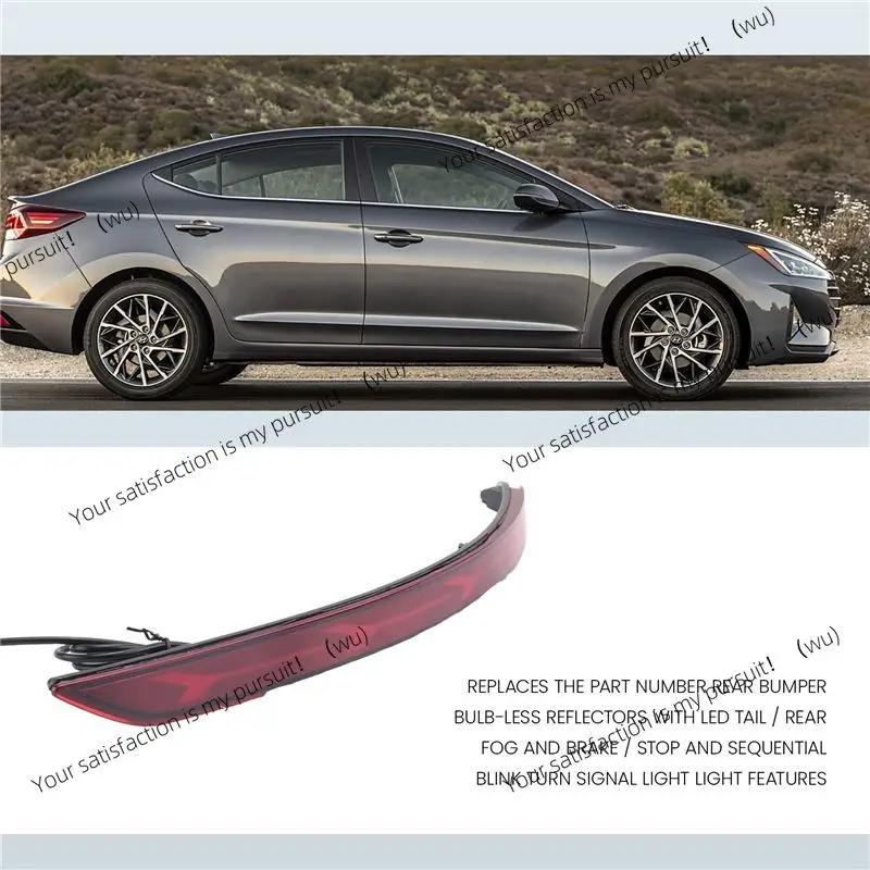 Sequential Flow LED Tail Light Assembly for Elantra 2016-2018 Red Bumper Reflector Brake Turn Signal Rear Stop Lamp