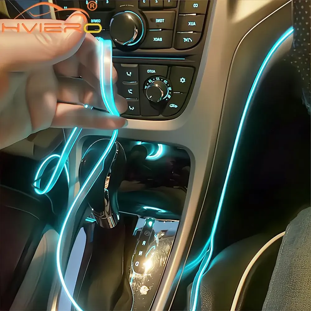 1M/2M/3/5M Car Dashboard Interior Atmosphere Lamp Welcome Door Light Auto LED Strip Wire Rope Tube Line USB Cigarette Neon Plate