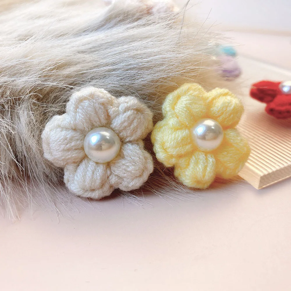 10PCS Woolen Flower Accessories Puff Flower Hairpin Headdress Accessories Sweater Coat Flower Shoe Flower Head Flower Decoration