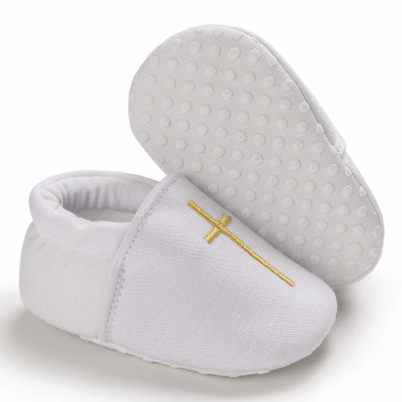 Weiße Tauf-Babyschuhe für Jungen und Mädchen, weichsohlige Baptismusschuhe, Sneakers für Neugeborene, Tauf-Lauflernschuhe – Detail 9